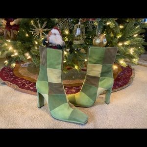 Vintage Patchwork Velvet Ankle Boots